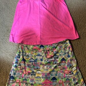 Lulu-B Pink and Multicolor House Print Skort